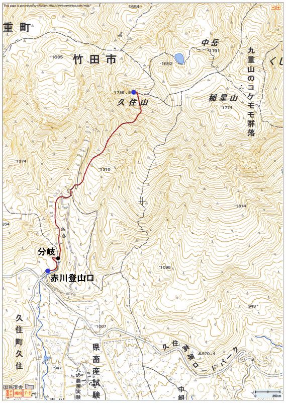 2009.12.21　久住山（九重連山・大分）ルートマップ