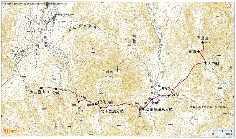 2010.01.17　平治岳（九重連山・大分）ルートマップ