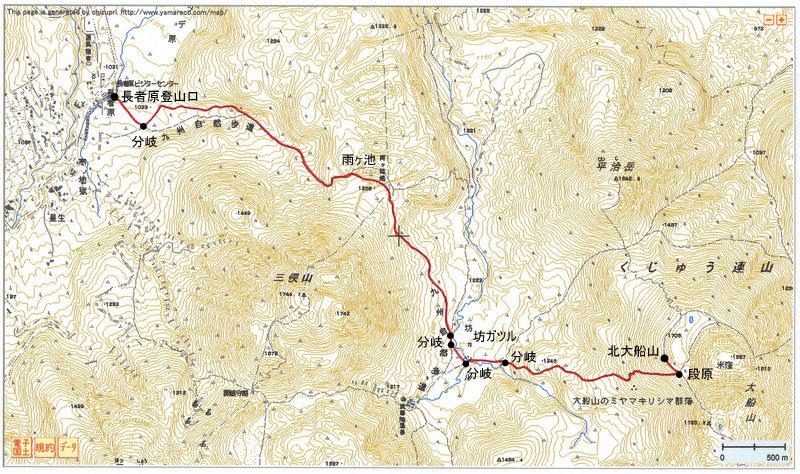 2010.01.24　北大船山（九重連山・大分）ルートマップ