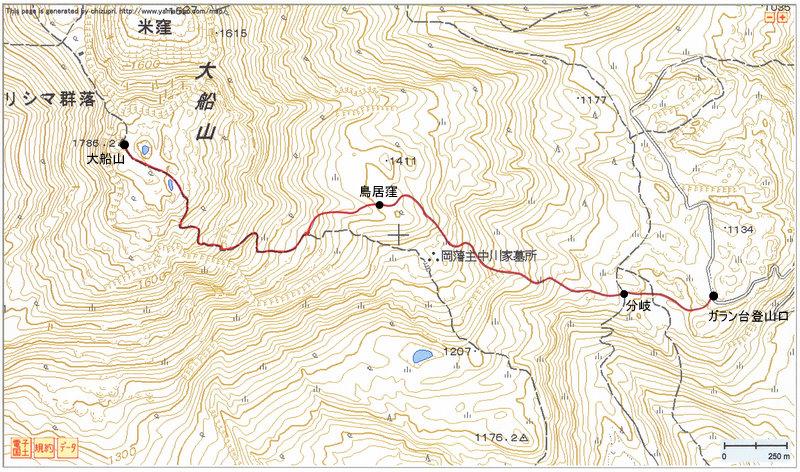 2011.03.03　大船山（九重連山・大分）ルートマップ