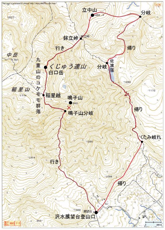 2010.02.28　立中山（九重連山・大分）ルートマップ