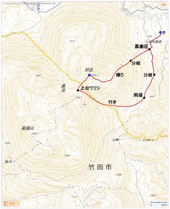 2011.05.15　前岳（黒岳・九重連山・大分）ルートマップ